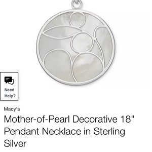 Brand new mother of pearl circle and sterling silver pendant